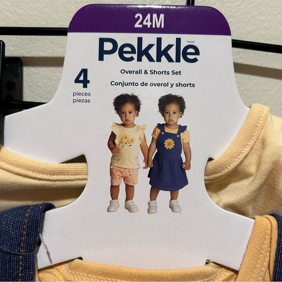 NWT Pekkle 4 Piece Bundle Set - Overalls Dress, Shorts and 2 Shirts - Girl’s 24M - Picture 2 of 5